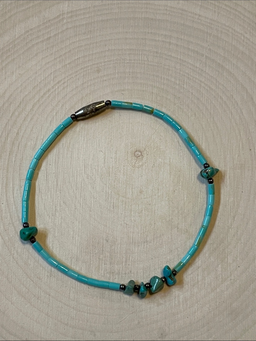 Turquoise 925 Beaded Bracelet with screw clasp